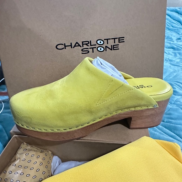 Charlotte Stone Acid Yellow Suede, Clogs, Martino, Discontinued Color - Picture 4 of 5
